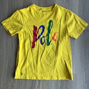 Short Sleeve Painted Polo Script Logo Crew Neck Logo Cotton Jersey Tee Boys 8-20